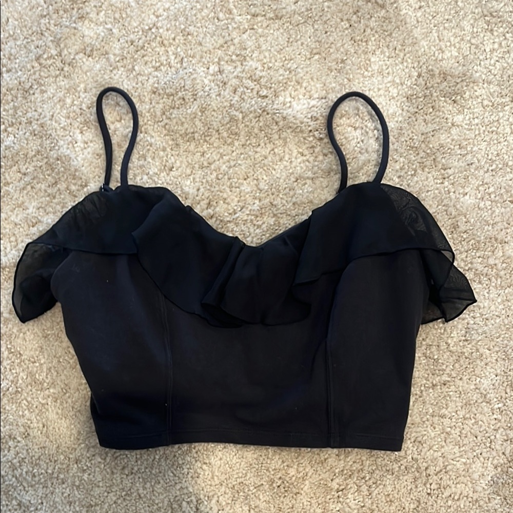 FREE PEOPLE Elegant Black Ruffle Top